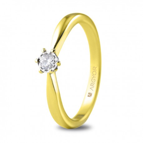 Inel de logodna din aur galben de 18k cu diamant 0,14ct 74A0514 